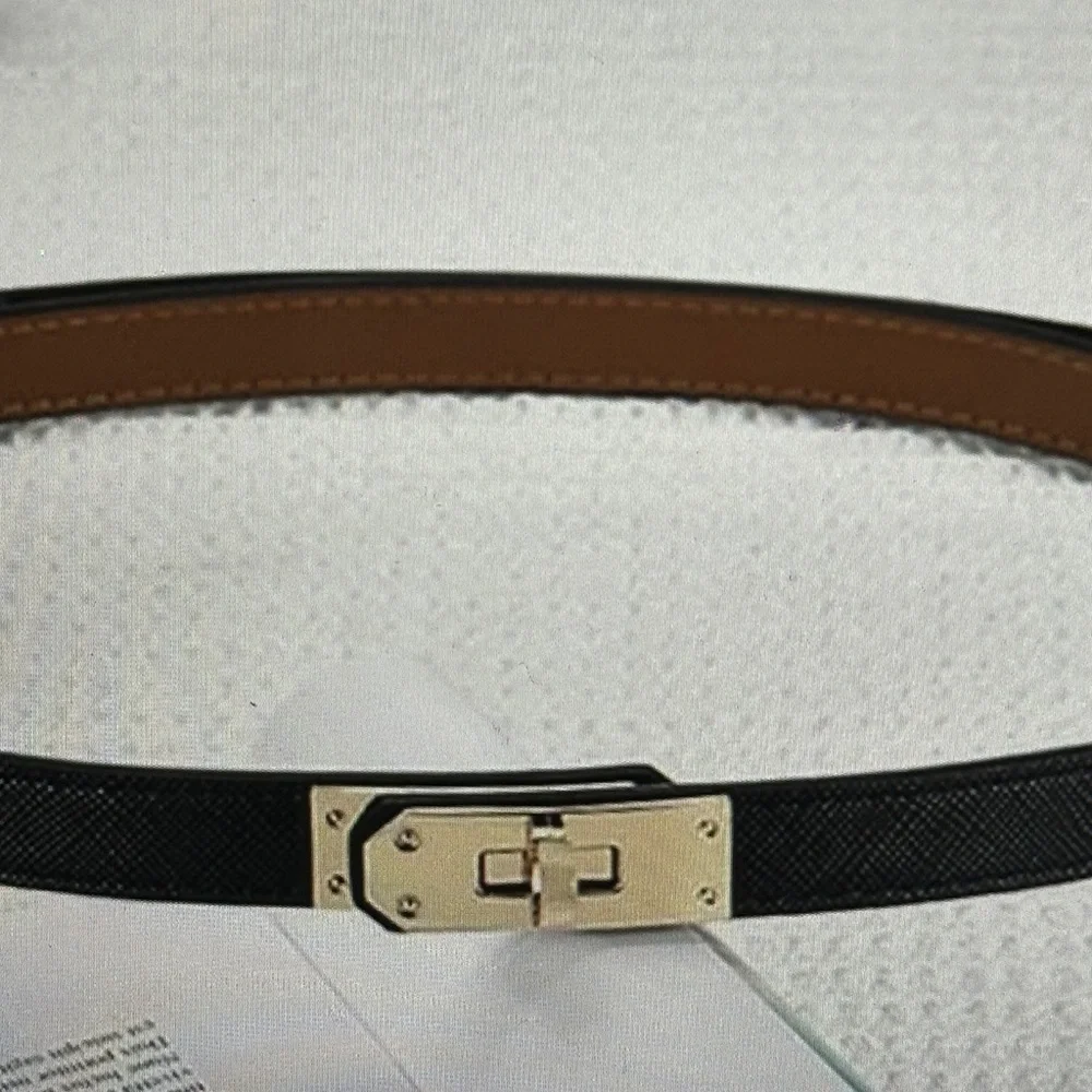 Women’s adjustable Elegant Black and Tan Belt